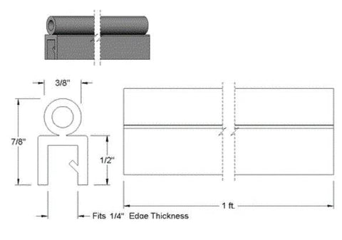 Trim 1/4 Grip X 3/8 Dia Bulb Vinyl per linear foot (1 lf = 12 in.)