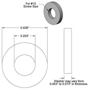 Washer NO.10 0.375"OD Flat Natural Nylon Grade 6/6 - Flex A Fab