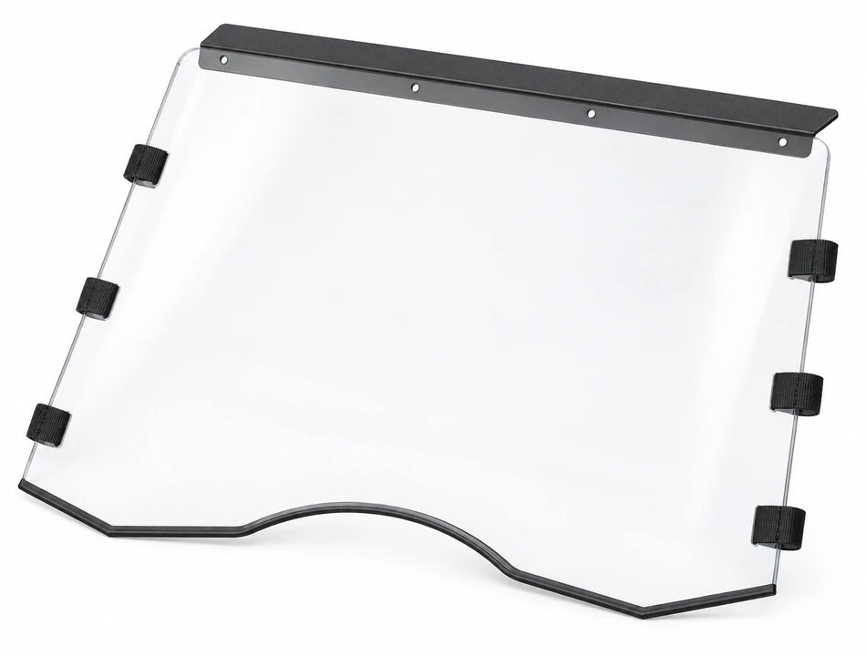 Can-Am Commander full windshield for 2011–2020, clear panel with black mounting hardware