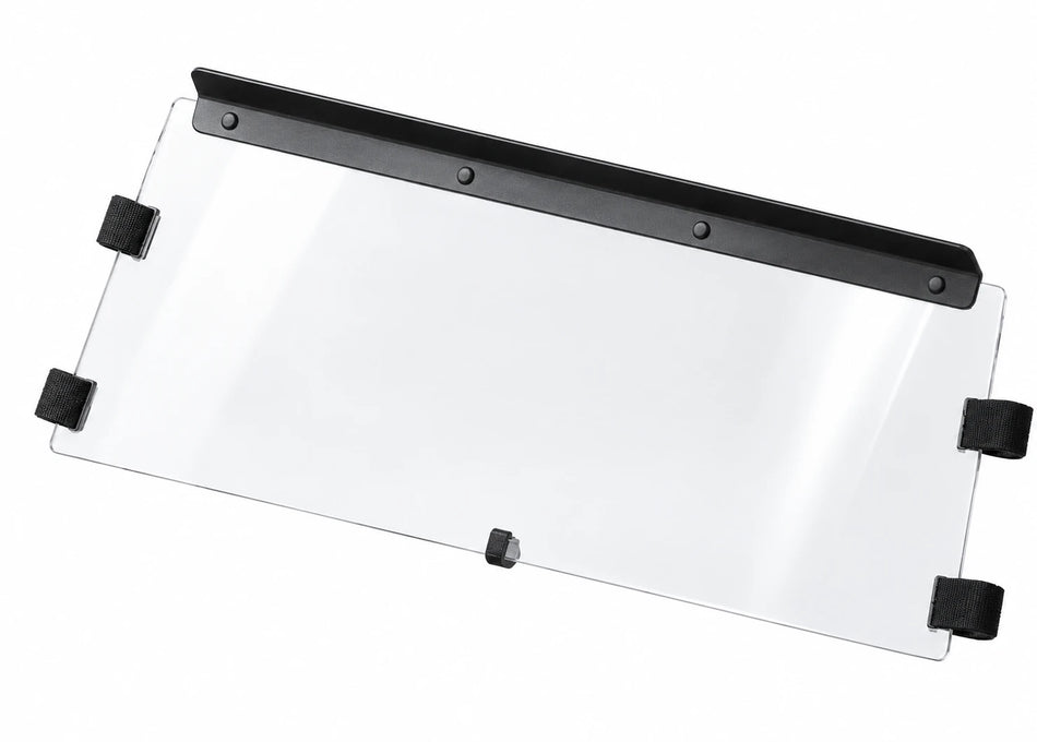 Can-Am Commander upper half windshield for 2011–2020, clear panel with black mounting hardware