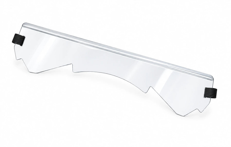 Can-Am Maverick lower half windshield for 2014–2020, clear panel with black mounting hardware