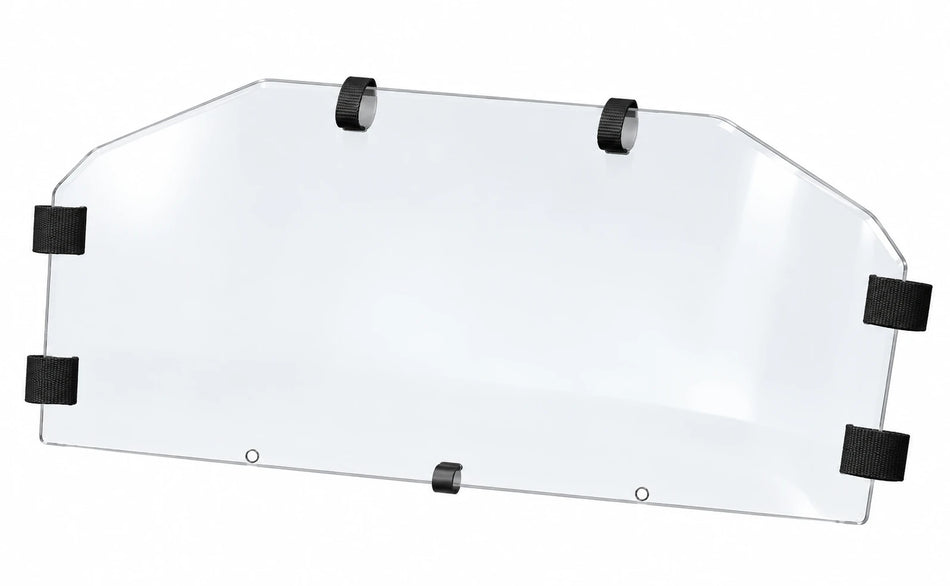 CFMOTO ZForce 500 / 800 / 1000 upper half windshield for 2015+, clear panel with black mounting hardware