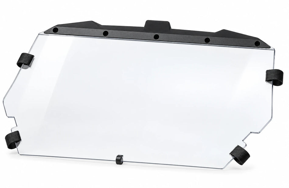 CFMOTO ZForce 950 Sport upper half windshield for 2020+, clear panel with black mounting hardware