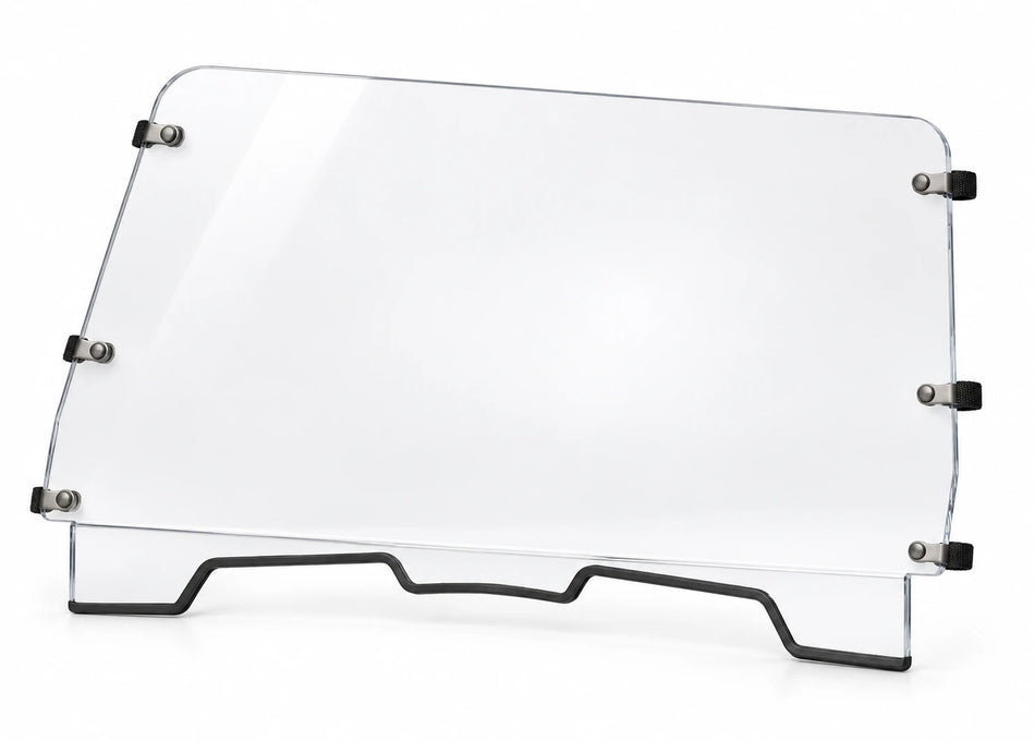Honda Big Red 675 full windshield for 2009–2013, clear panel with black mounting hardware