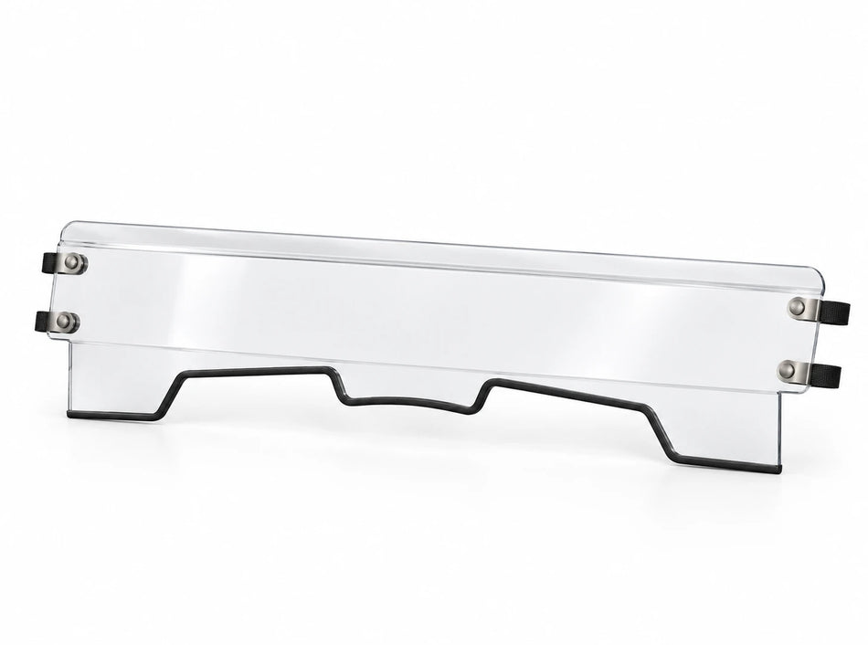 Honda Big Red 675 lower half windshield for 2009–2013, clear panel with black mounting hardware
