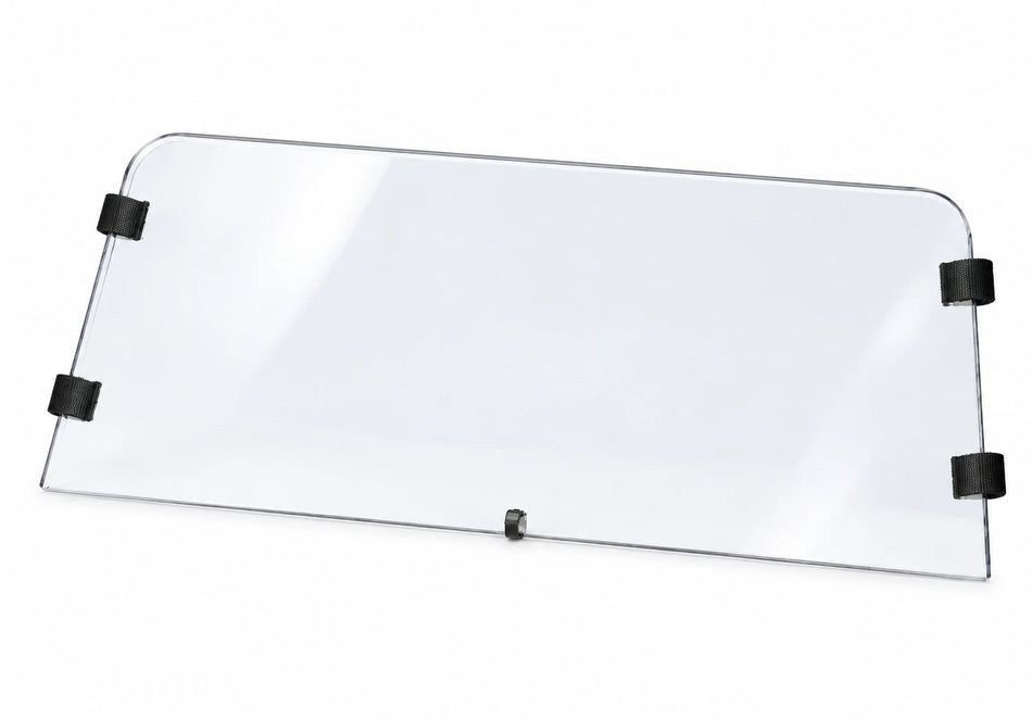 Honda Big Red 675 upper half windshield for 2009–2013, clear panel with black mounting hardware
