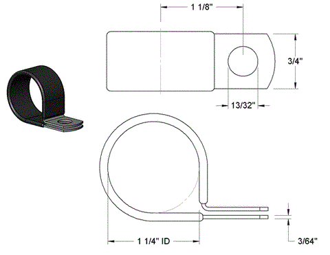 Loop Clamp 1-1/4"D x 3/4"W Zinc Plated Vinyl Cushion - PG-LCL-32DX19W-ZV