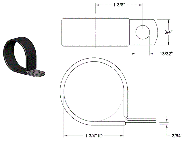 Loop Clamp 1-3/4"D x 3/4"W Zinc Plated Vinyl Cushion - PG-LCL-44DX19W-ZV