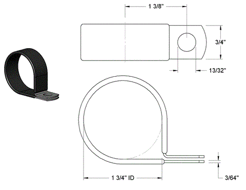 Loop Clamp 1-3/4"D x 3/4"W Zinc Plated Vinyl Cushion - PG-LCL-44DX19W-ZV