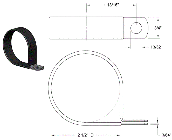 Loop Clamp 2-1/2"D x 3/4"W Zinc Plated Vinyl Cushion - PG-LCL-64DX19W-ZV