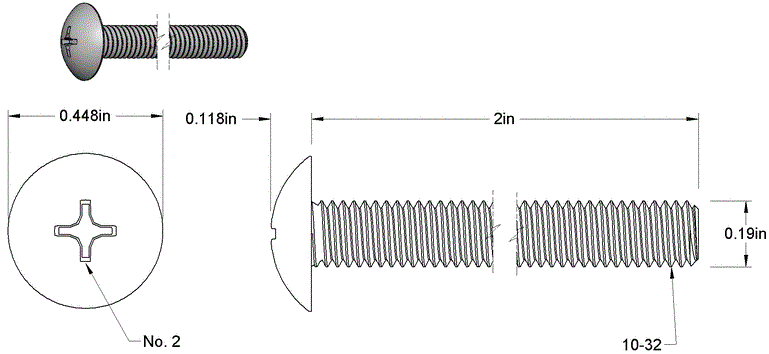 Screw 10-32T Truss Head Phillips SS - PG-SCW-10-32T-TP-SS - Flex A Fab