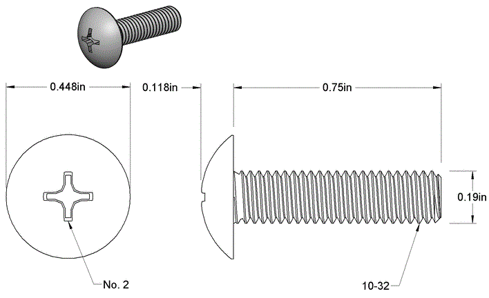 Screw 10-32T Truss Head Phillips SS - PG-SCW-10-32T-TP-SS - Flex A Fab