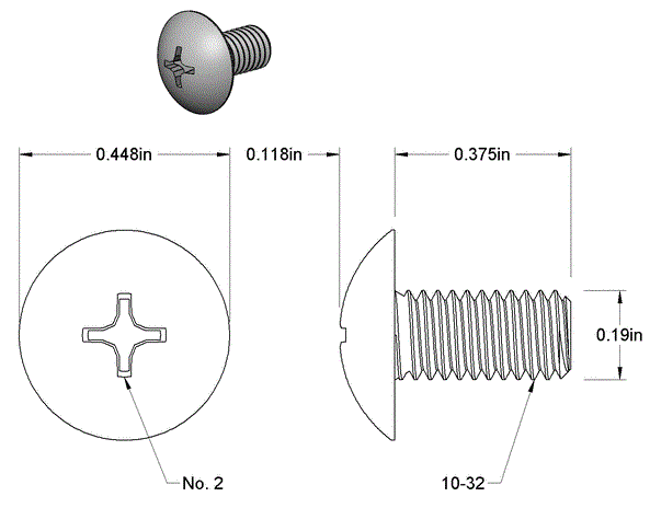 Screw 10-32T Truss Head Phillips SS - PG-SCW-10-32T-TP-SS - Flex A Fab