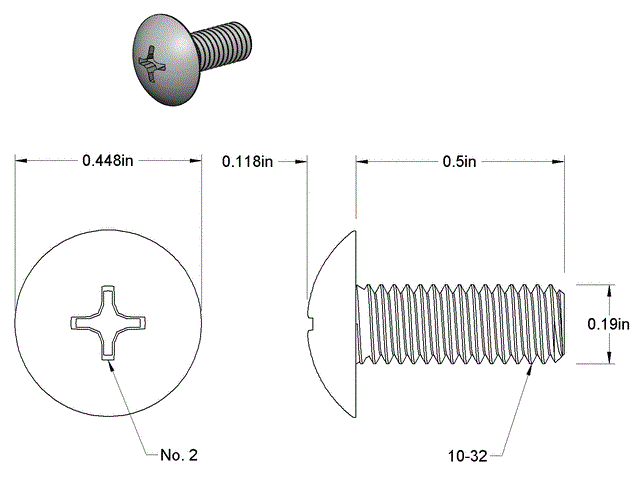 Screw 10-32T Truss Head Phillips SS - PG-SCW-10-32T-TP-SS - Flex A Fab