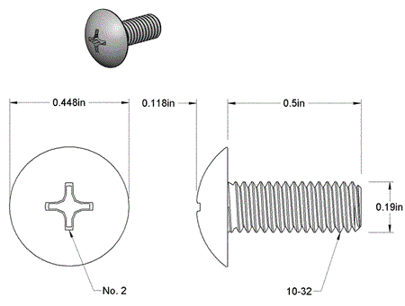 Screw 10-32T Truss Head Phillips SS - PG-SCW-10-32T-TP-SS - Flex A Fab