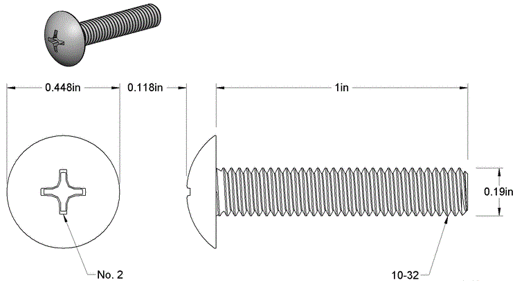 Screw 10-32T Truss Head Phillips SS - PG-SCW-10-32T-TP-SS - Flex A Fab