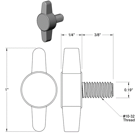 Screw 10-32T X 0.375L Thumb Black Plastic Head - PG-SCW-10-32TX0.375L-THB-BLK-PLC - Flex A Fab