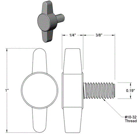 Screw 10-32T X 0.375L Thumb Black Plastic Head - PG-SCW-10-32TX0.375L-THB-BLK-PLC