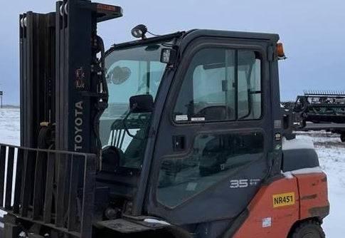 Toyota forklift enclosed cab installation example; upper door panels sold individually