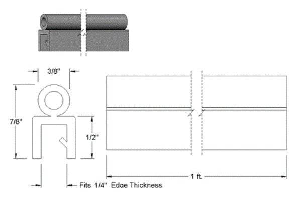 Trim 1/4 Grip X 3/8 Dia Bulb Vinyl per linear foot (1 lf = 12 in.) - Flex A Fab