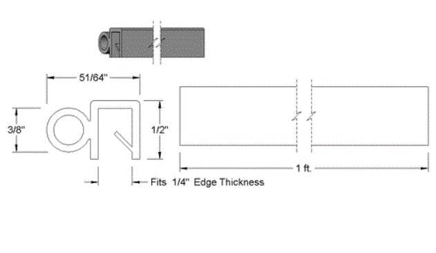 Trim 1/4 Grip X 3/8 Dia Bulb Vinyl per linear foot (1 lf = 12 in.) - Flex A Fab